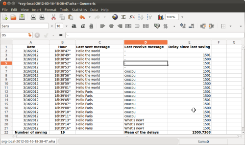 Exploiting the saved data using gnumeric